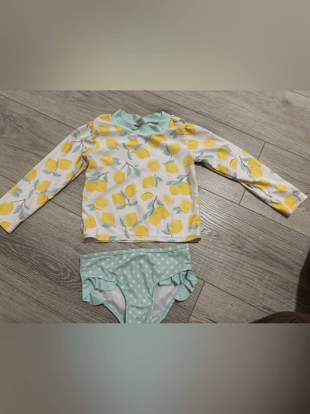 Hudson Baby Girls Swim Rashguard Set, Mint Lemons, 4T UPF 50+ sun protection